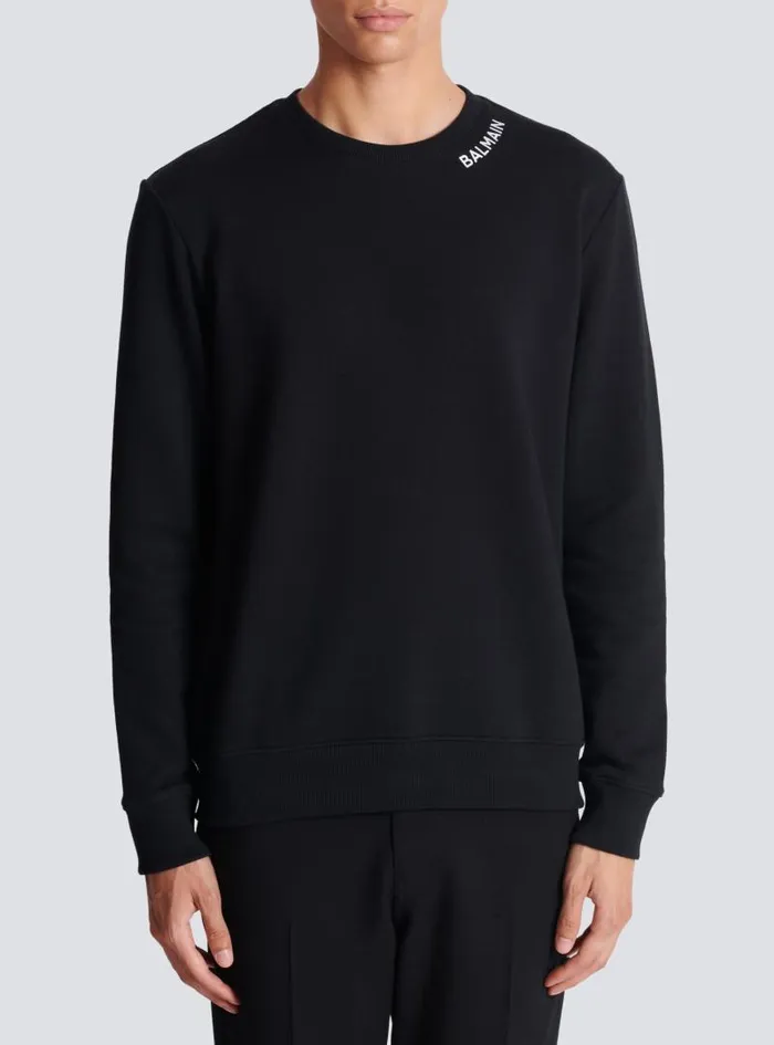 Balmain Sweatshirts Men Embroidered Sweater Black