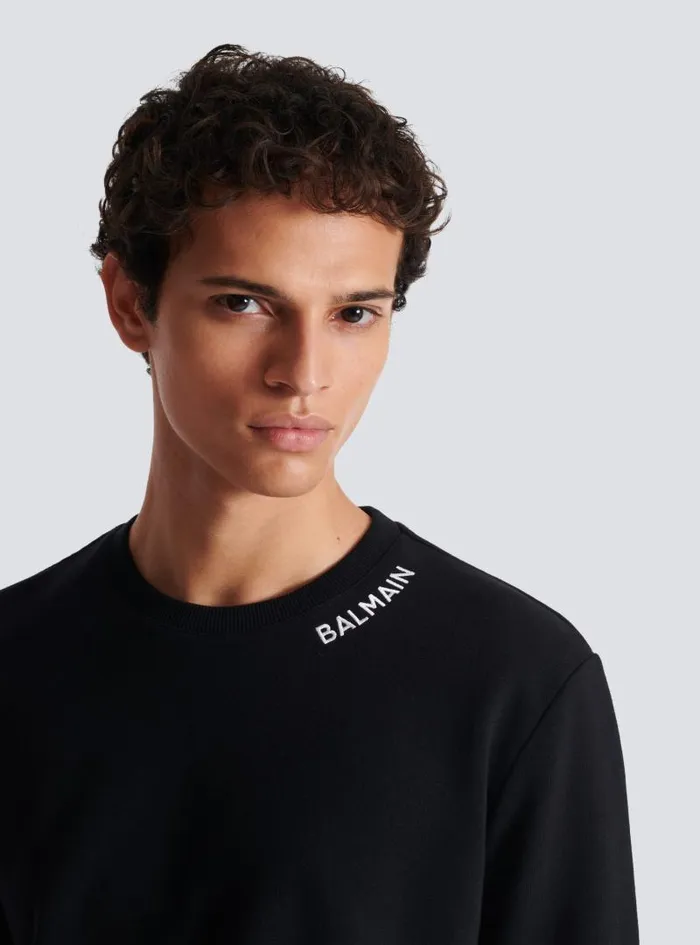Balmain Sweatshirts Men Embroidered Sweater Black