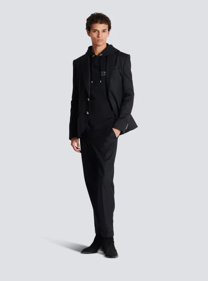 Balmain Sweatshirts Men Label Hoodie Black