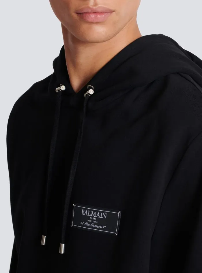 Balmain Sweatshirts Men Label Hoodie Black