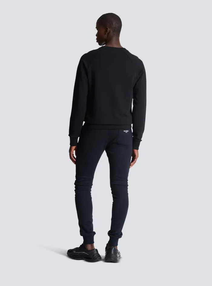 Balmain Sweatshirts Men Metallic Flocked Sweatshirt Black