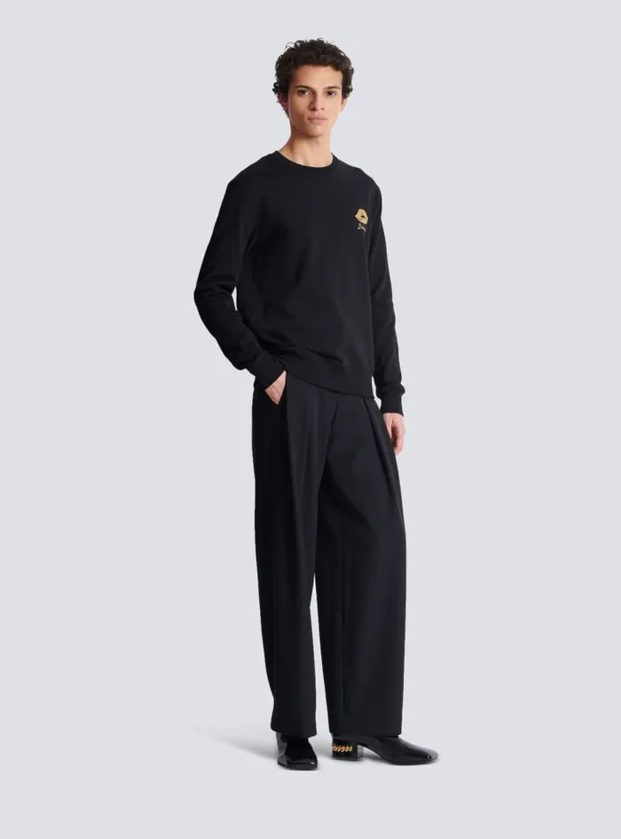 Balmain Sweatshirts Men Sweatshirt With Kiss Print Black