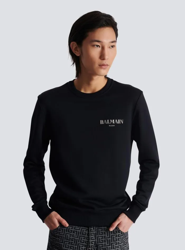 Balmain Sweatshirts Men Vintage Sweatshirt Black