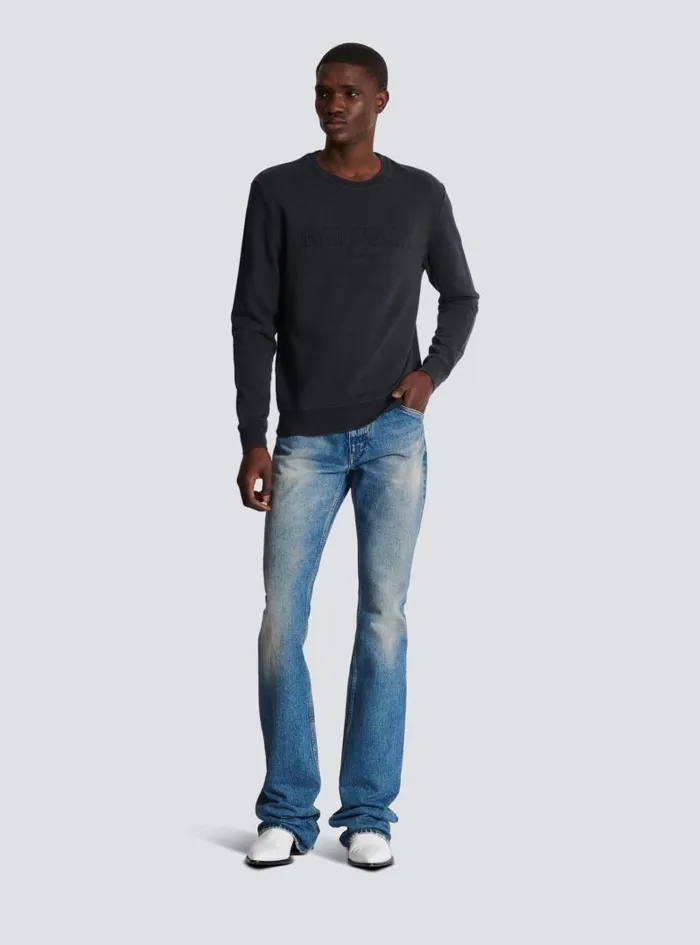 Balmain Sweatshirts Men Vintage Sweatshirt Grey