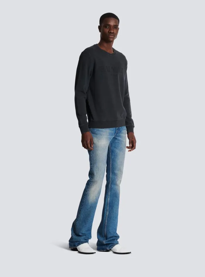 Balmain Sweatshirts Men Vintage Sweatshirt Grey