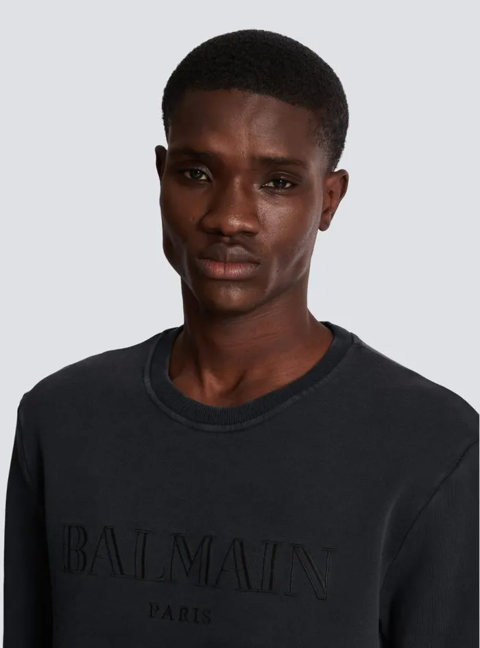 Balmain Sweatshirts Men Vintage Sweatshirt Grey