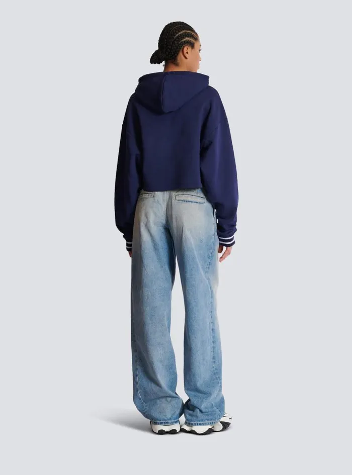 Balmain Sweatshirts Women Paris Gingham Hoodie Navy