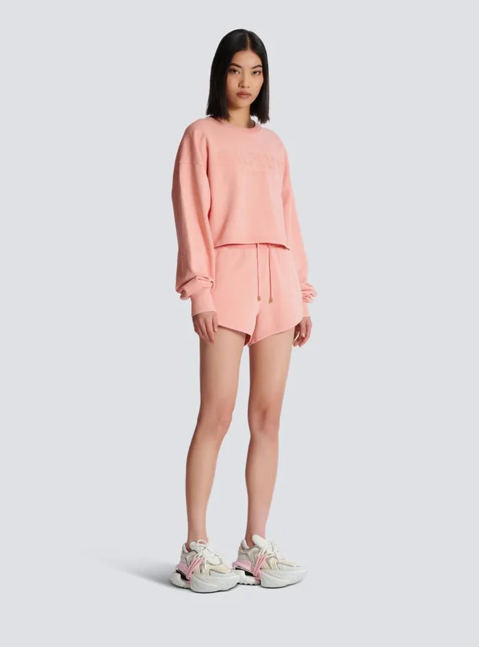 Balmain Sweatshirts Women Sweatshirt With Vintage Embroidery Pink