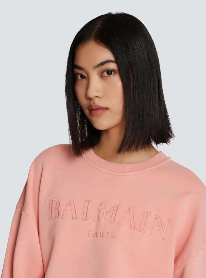 Balmain Sweatshirts Women Sweatshirt With Vintage Embroidery Pink