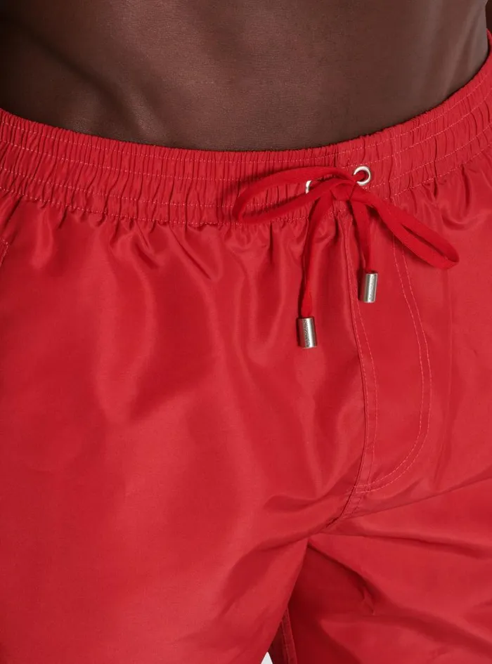 Balmain Swimwear Men Printed Paris Swim Shorts Red