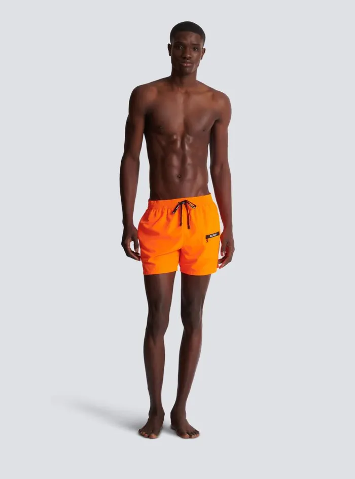 Balmain Swimwear Men Swim Shorts Orange