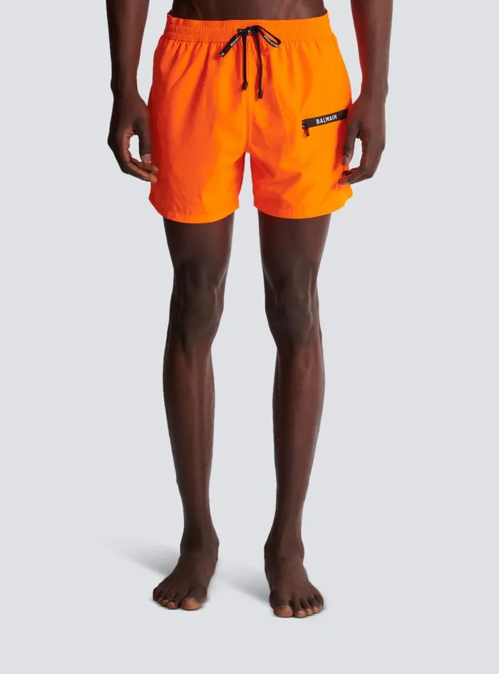 Balmain Swimwear Men Swim Shorts Orange