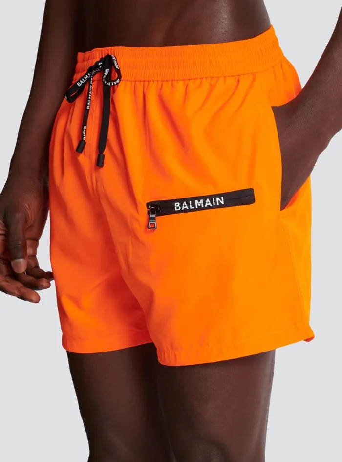 Balmain Swimwear Men Swim Shorts Orange