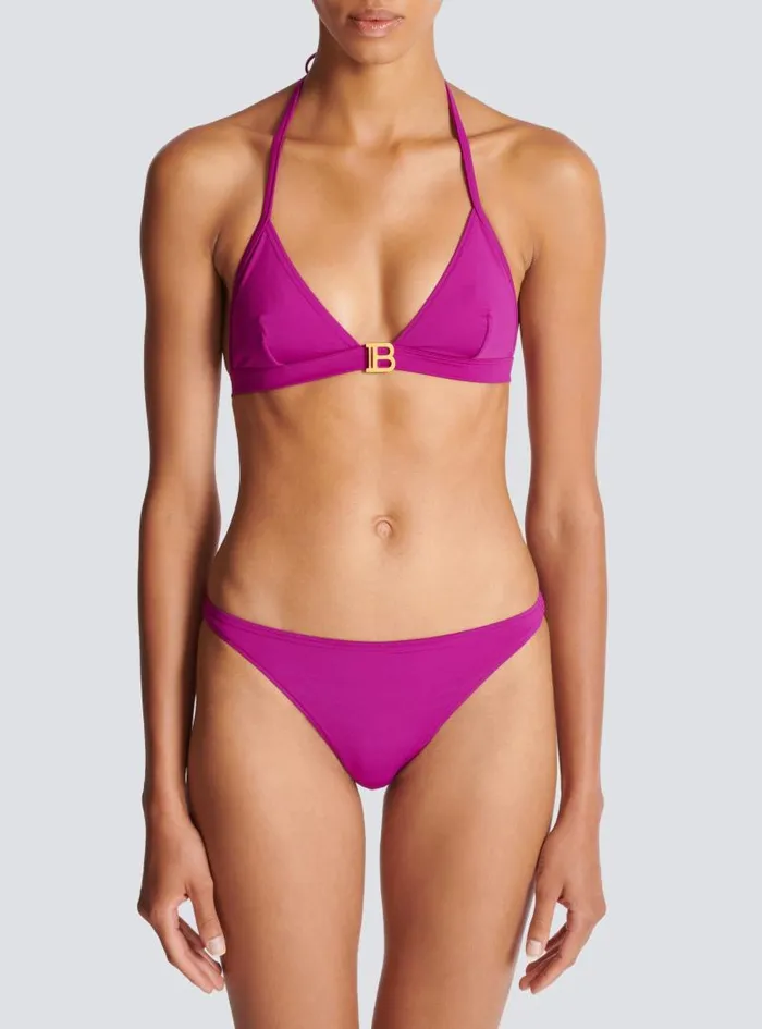 Balmain Swimwear Women B Triangle Bikini Purple