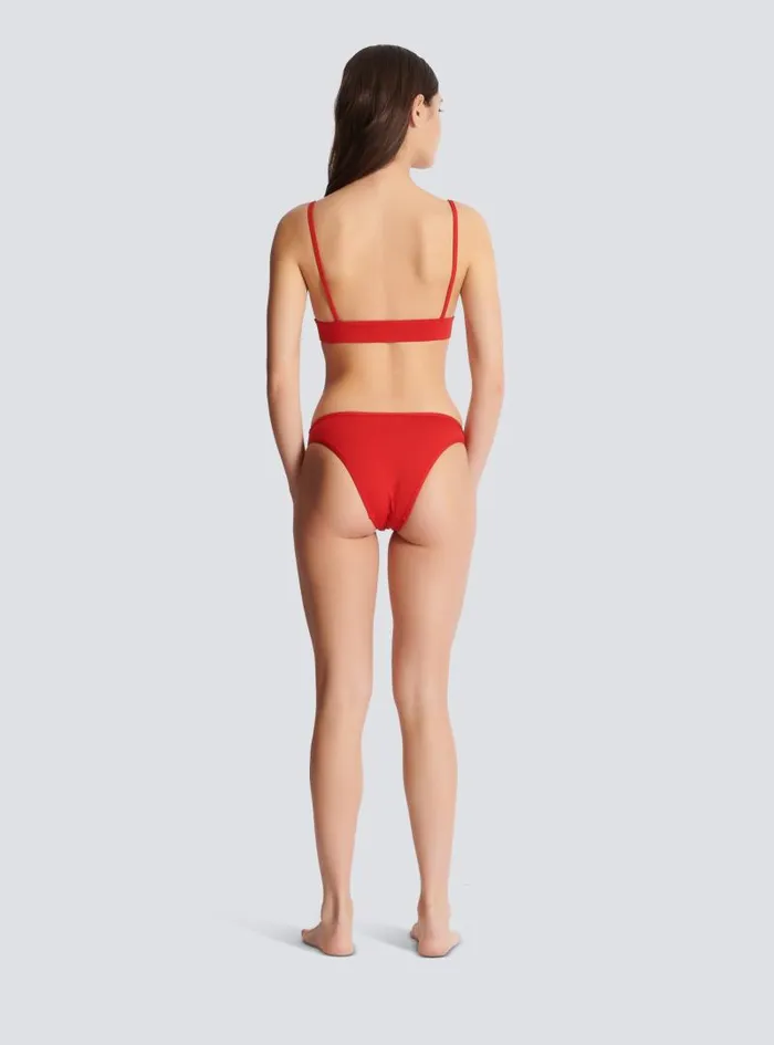 Balmain Swimwear Women Rhinestoned Triangle Bikini Red