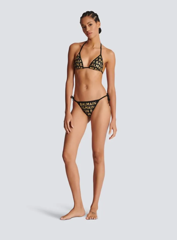 Balmain Swimwear Women Triangle Bikini Gold