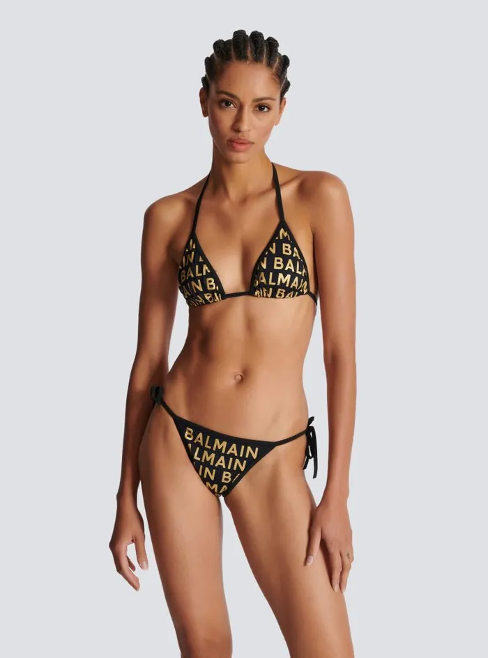 Balmain Swimwear Women Triangle Bikini Gold