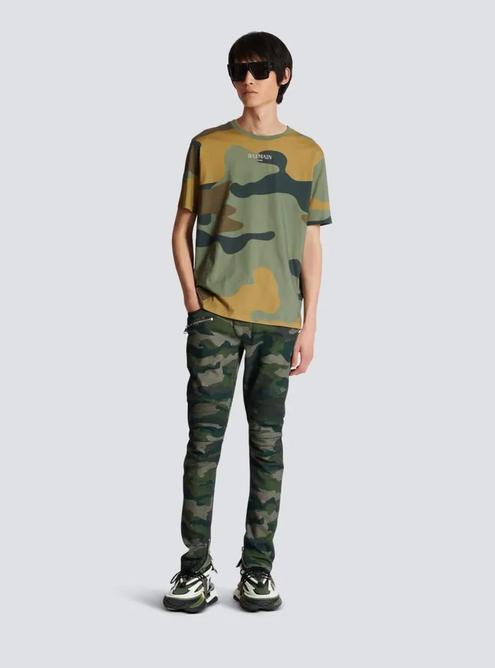 Balmain TShirts Men Camouflage Vintage Tshirt Khaki