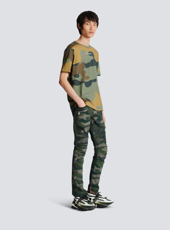 Balmain TShirts Men Camouflage Vintage Tshirt Khaki
