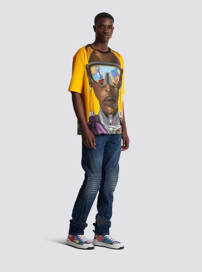 Balmain TShirts Men Disney X The Lion King 8211 Relaxed Tshirt With Nika Mtwana Print Multicolor