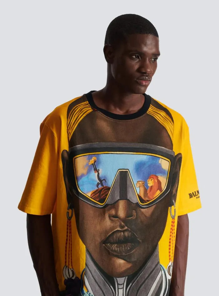 Balmain TShirts Men Disney X The Lion King 8211 Relaxed Tshirt With Nika Mtwana Print Multicolor