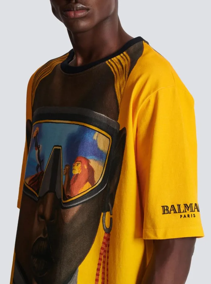 Balmain TShirts Men Disney X The Lion King 8211 Relaxed Tshirt With Nika Mtwana Print Multicolor