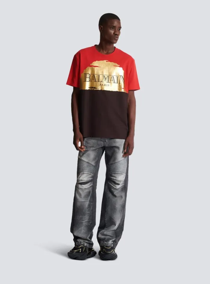 Balmain TShirts Men Disney X The Lion King 8211 Relaxed Tshirt With Sunset Print Red Balmain TShirts Men Disney X The Lion King 8211 Relaxed Tshirt With Sunset Print Red