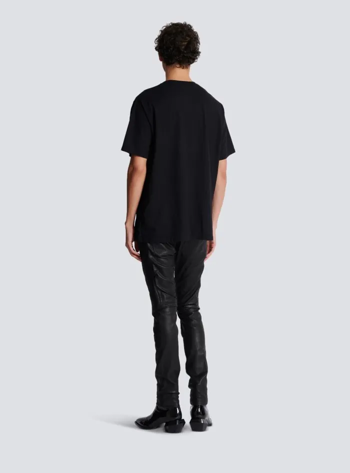 Balmain TShirts Men Palm Tree Embroidered Tshirt Black