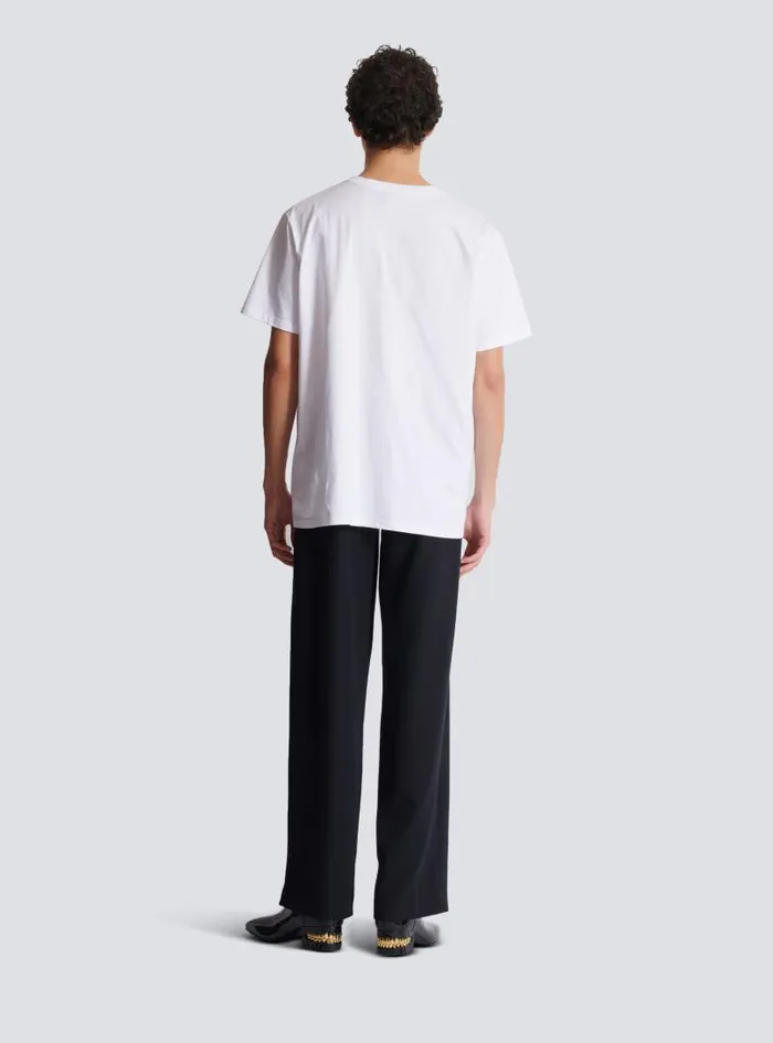 Balmain TShirts Men Relaxed Tshirt With Kiss Print White