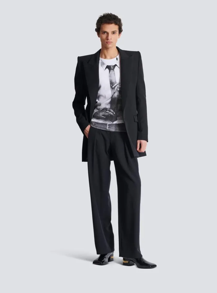 Balmain TShirts Men Ribbed Tank Top With Tie Print White