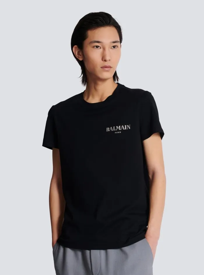 Balmain TShirts Men Vintage Shortsleeved Tshirt Black