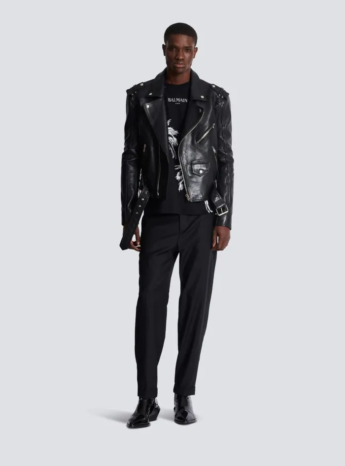Balmain TShirts Men Vintage Tshirt With Palm Tree Print Black