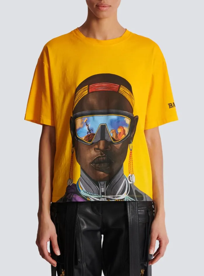 Balmain TShirts Women Disney X The Lion King 8211 Relaxed Tshirt With Nika Mtwana Print Multicolor