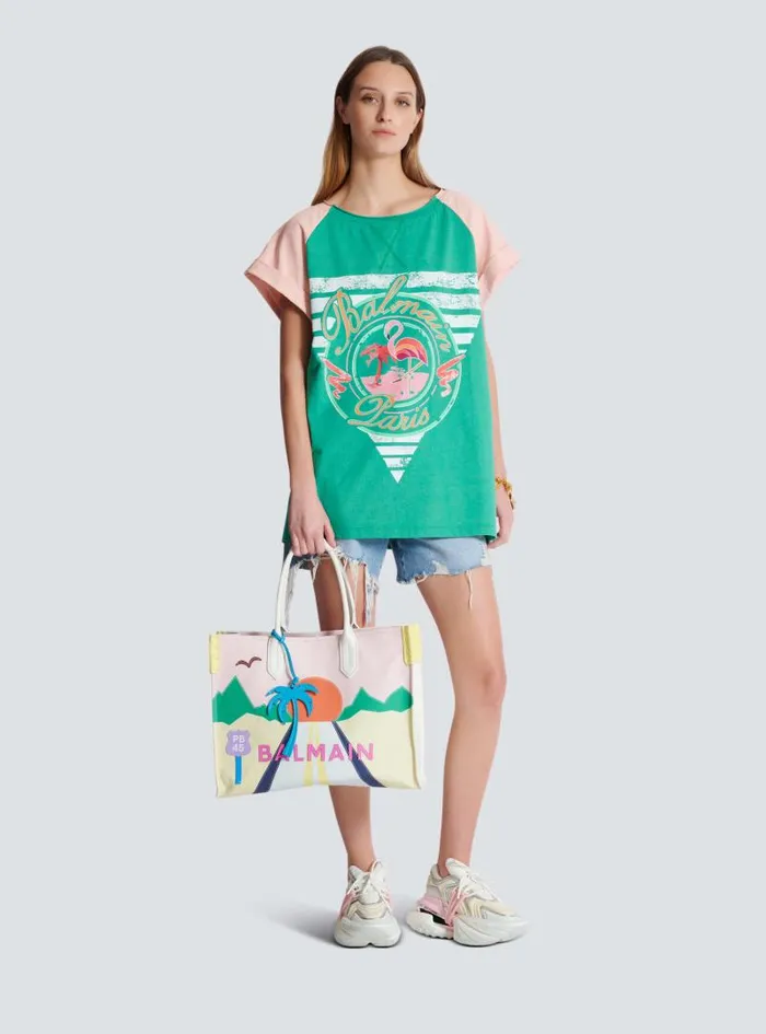 Balmain TShirts Women Flamingo Tshirt Green