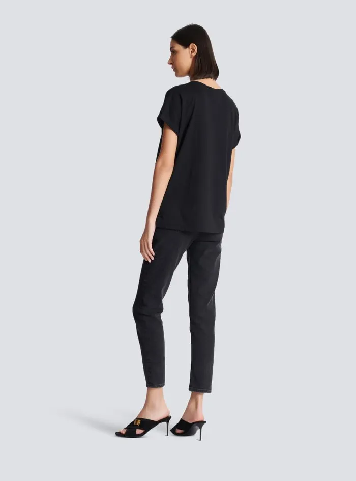 Balmain TShirts Women Flocked Tshirt Black