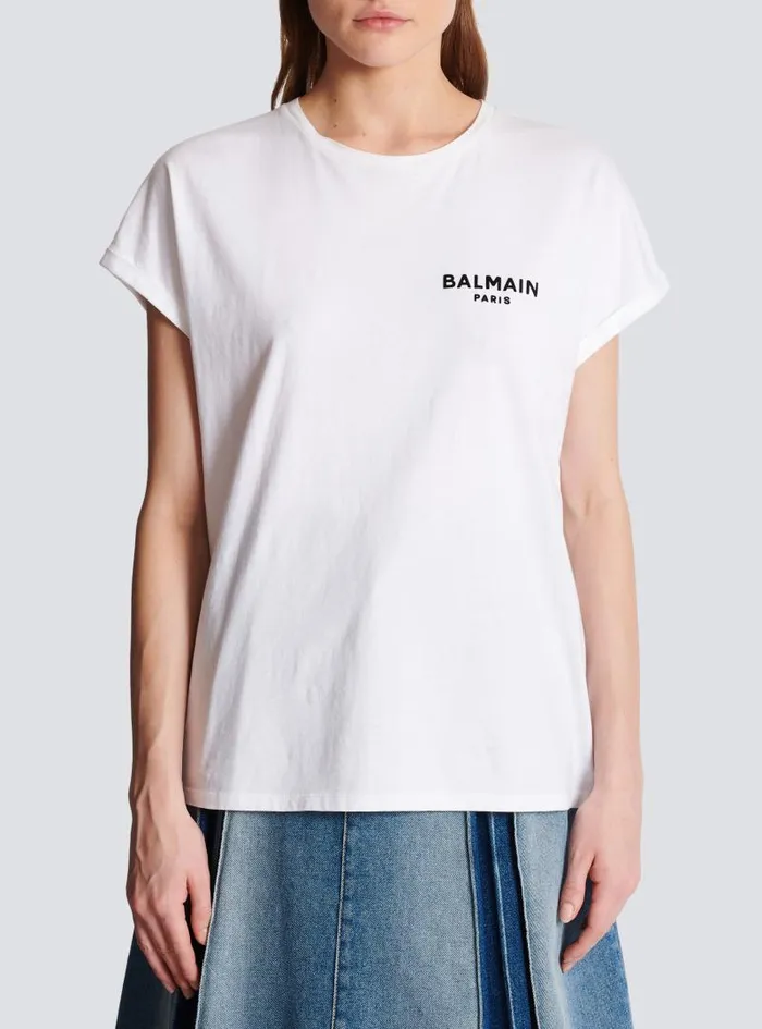 Balmain TShirts Women Flocked Tshirt White