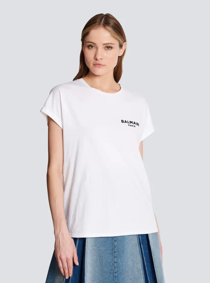 Balmain TShirts Women Flocked Tshirt White