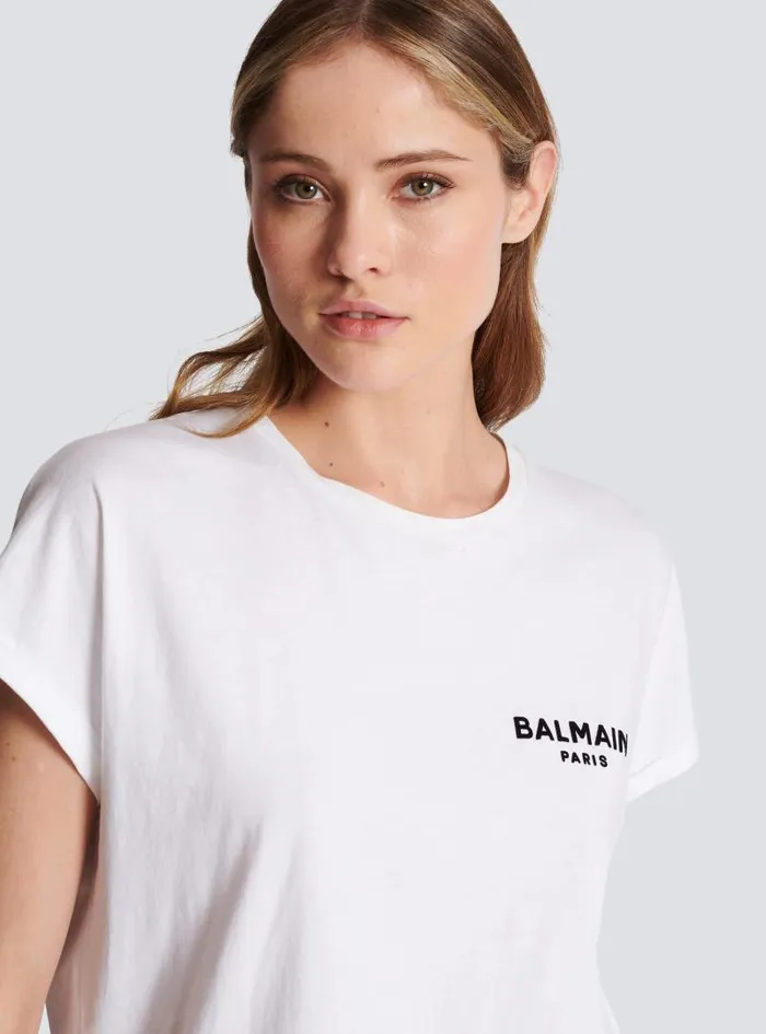 Balmain TShirts Women Flocked Tshirt White