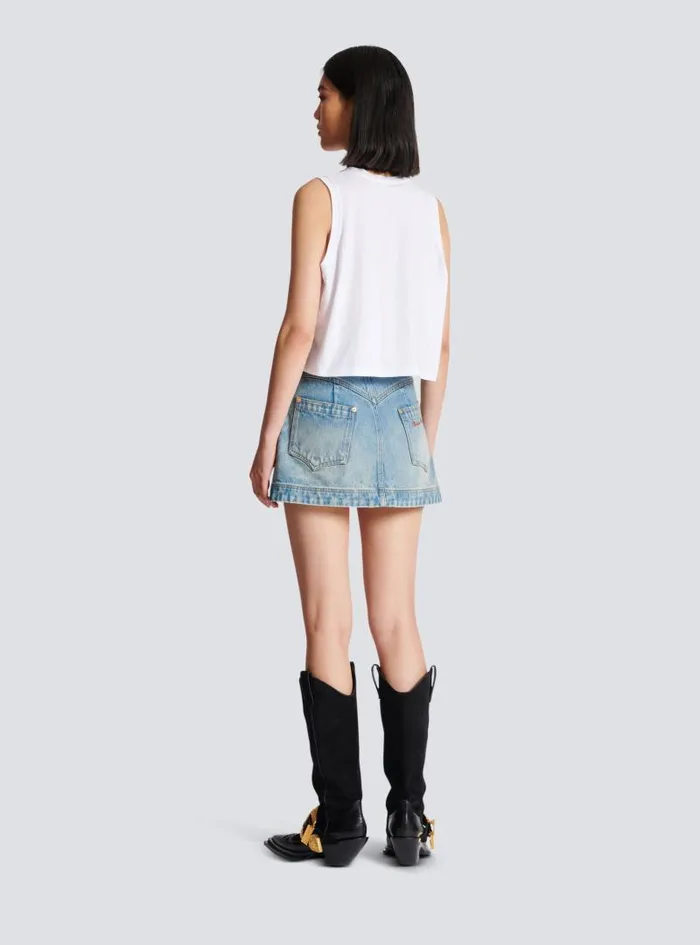 Balmain TShirts Women Flocked Tank Top White