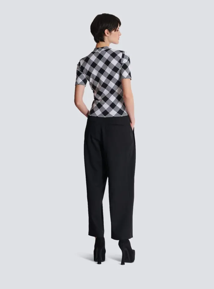 Balmain TShirts Women Gingham Button Tshirt Black