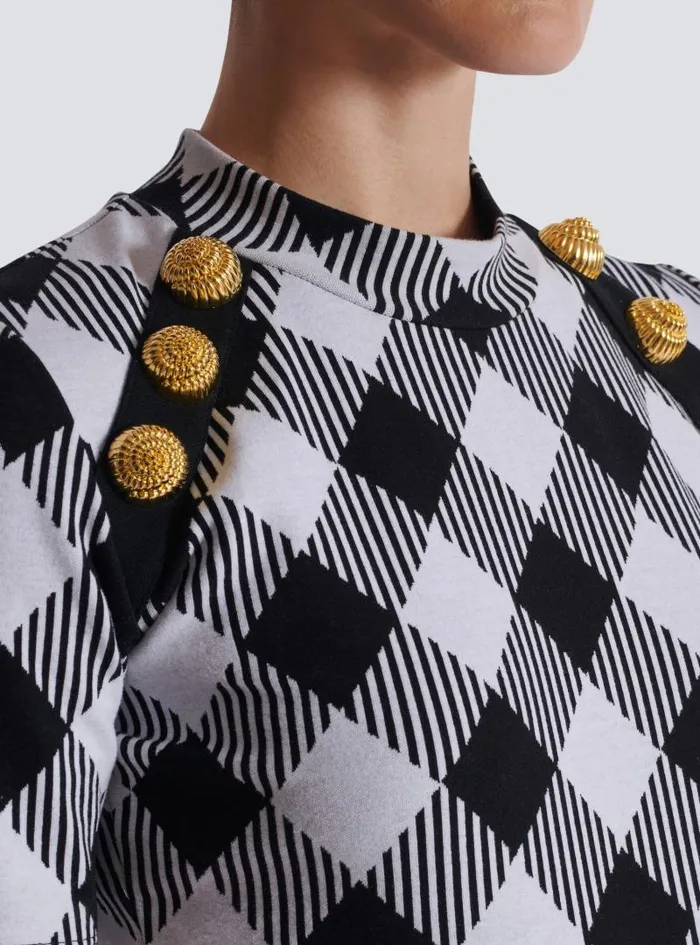 Balmain TShirts Women Gingham Button Tshirt Black