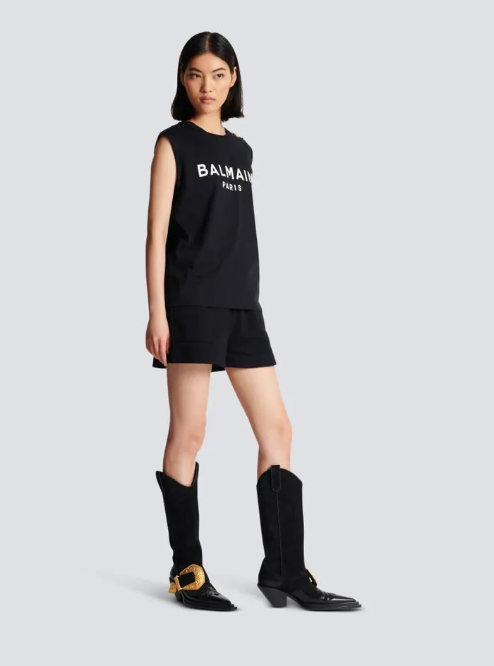 Balmain TShirts Women Paris Tank Top Black