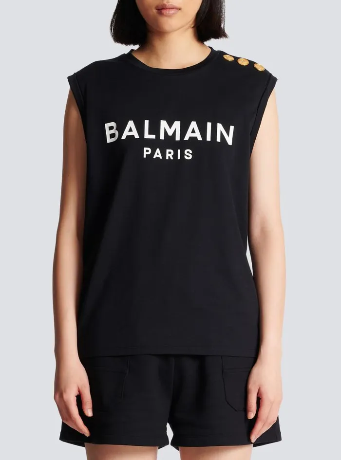 Balmain TShirts Women Paris Tank Top Black