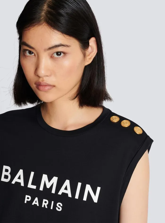 Balmain TShirts Women Paris Tank Top Black