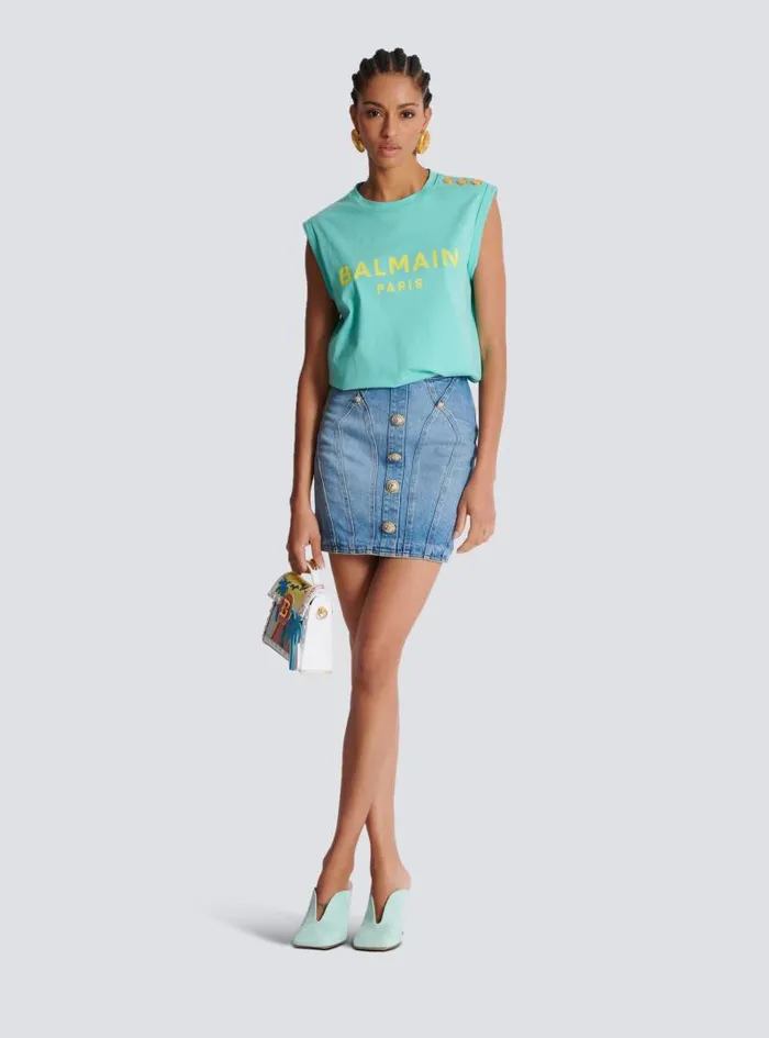 Balmain TShirts Women Paris Tank Top Blue