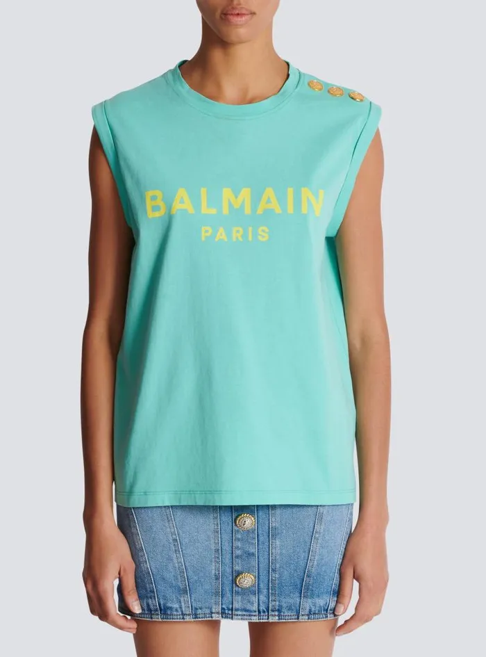 Balmain TShirts Women Paris Tank Top Blue