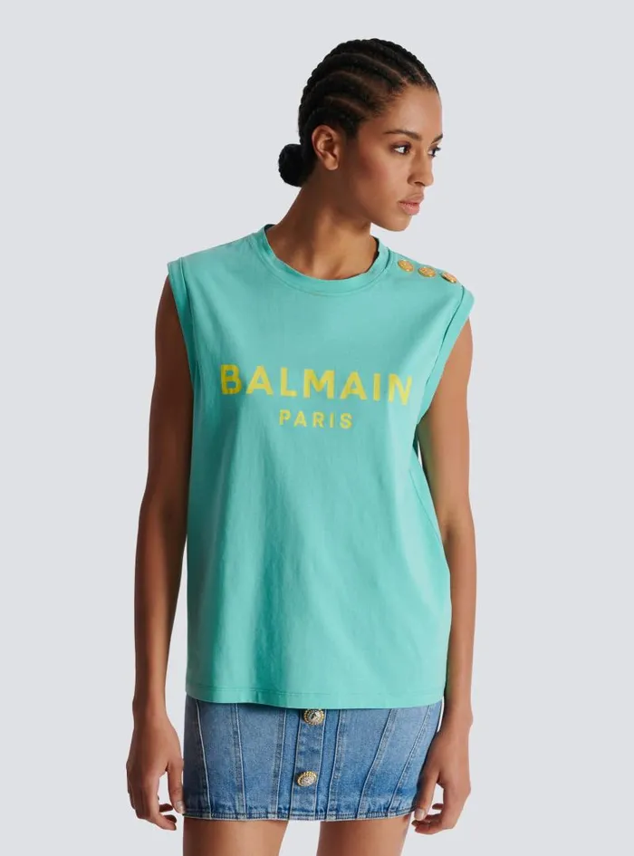 Balmain TShirts Women Paris Tank Top Blue