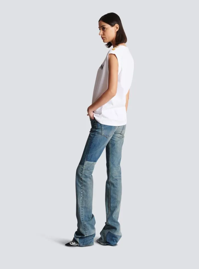Balmain TShirts Women Paris Tank Top White