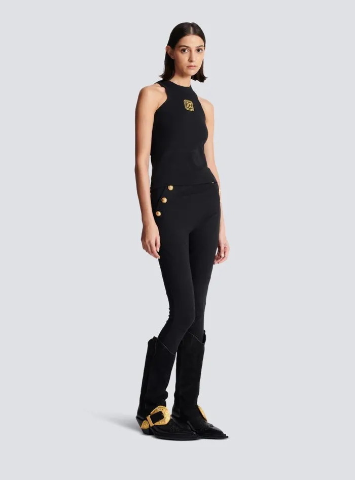 Balmain TShirts Women PB Embroidered Tank Top Black