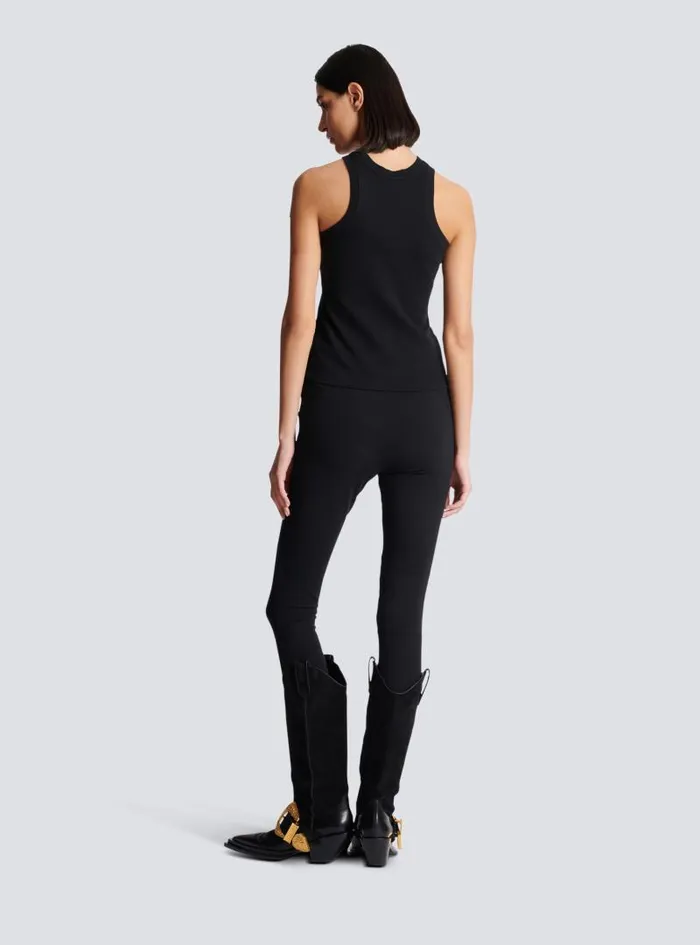 Balmain TShirts Women PB Embroidered Tank Top Black